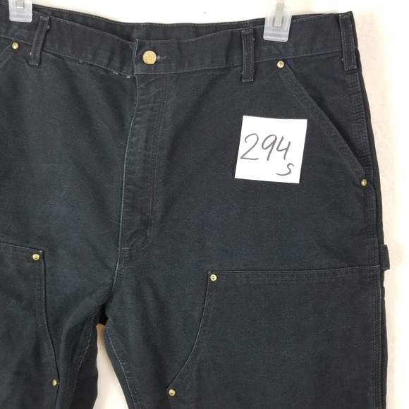 Carhartt Mens B01 Black Double Front Logger Work Pants Duck Canvas 36 x 32 - Picture 7 of 7